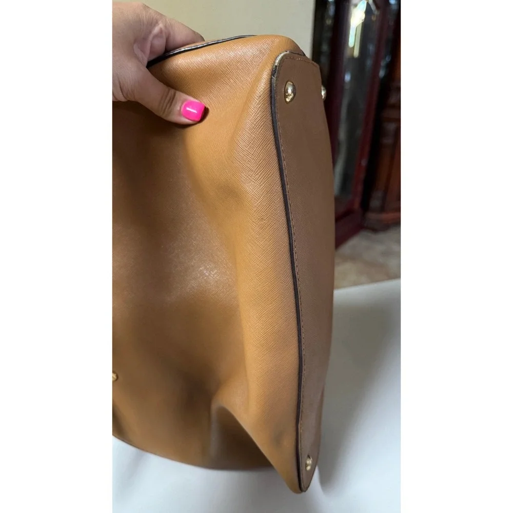 MICHAEL KORS MK LG Dome Satchel‎ Bag and matching wallet Tan Saffiano